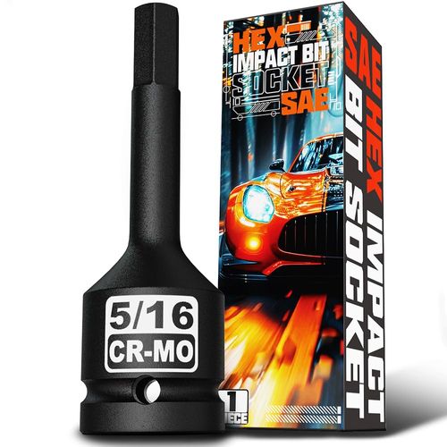 Aiourx 1/2" Drive Hex Bit SAE Socket H5/16 Inch, Allen Bit Socket, Premium Cr-Mo Steel, for Removing Loosening Hexagon Bolts