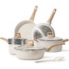 10-Piece Nonstick Cookware Set White Granite Induction Kitchen Cooking Set