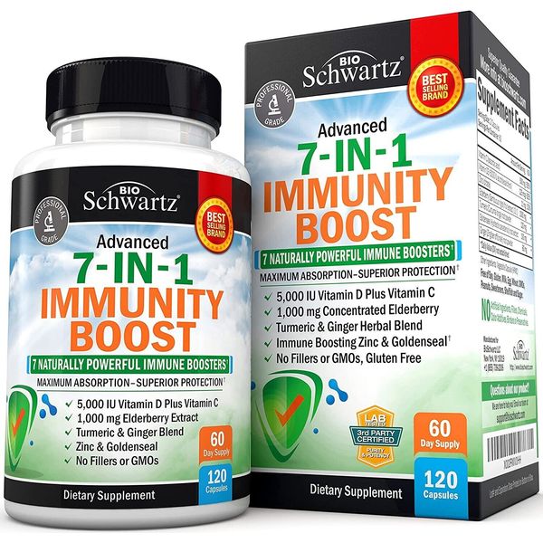 Immune Support Vitamin & Herbal Blend Elderberry, Vitamin C Zinc Immunity 120 ct