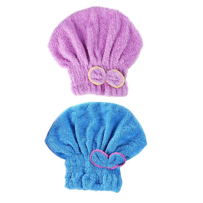 LNJBABAO 2 Pcs Microfiber Hair Drying Towels, Ultra Absorbent Hair Drying Cap Bowknot Hair Turban Towel for Women Adults or Girls to Dry Hair