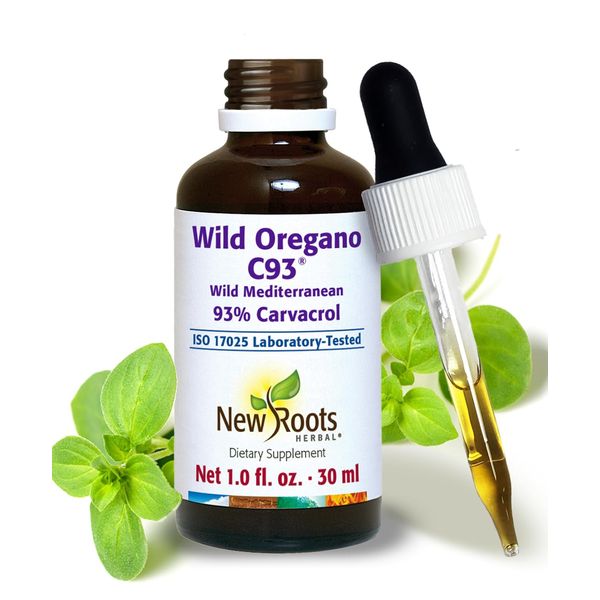 New Roots | Wild Oregano Oil Drops, C93 | 93% Carvacrol (1 fl oz) Compare to Organic | Hand-Picked Mediterranean Oregano Oil Liquid | Non-GMO, Vegan, Gluten-Free