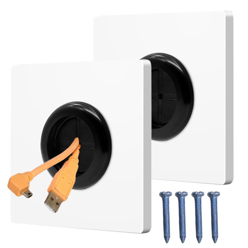 2 Pcs Cable Entry Cover, Cable Wall Cover, Cable Pass Through Flexible ...