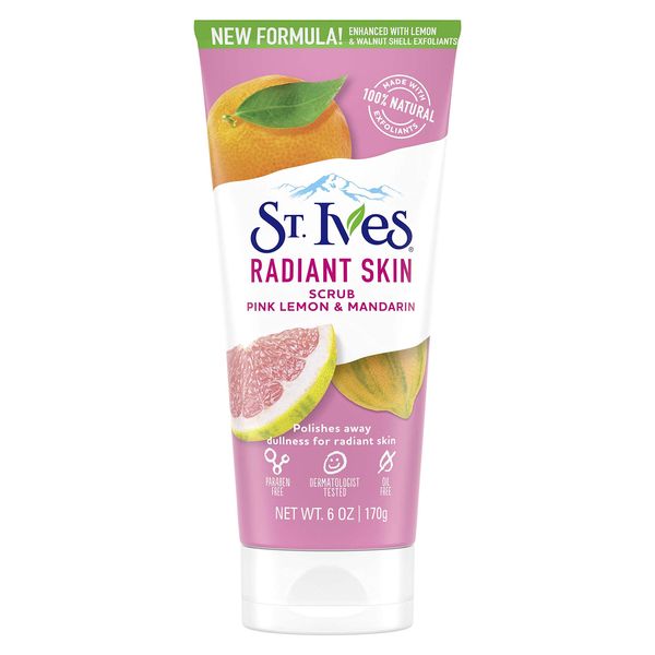 St. Ives Radiant Skin Face Scrub, Pink Lemon and Mandarin Orange, 6 oz