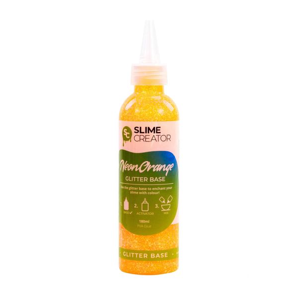 Slime Creator - Glitter Base - Neon Orange | 180ml Easy-Pour Bottle | Safe & Tested for Slime Making