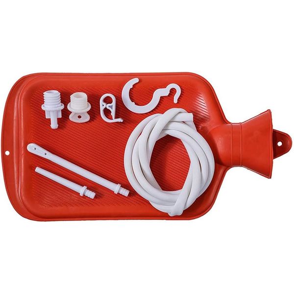 Rubber Douche / Enema Bag, Hot Water Bottle Combination System Kit for Men and