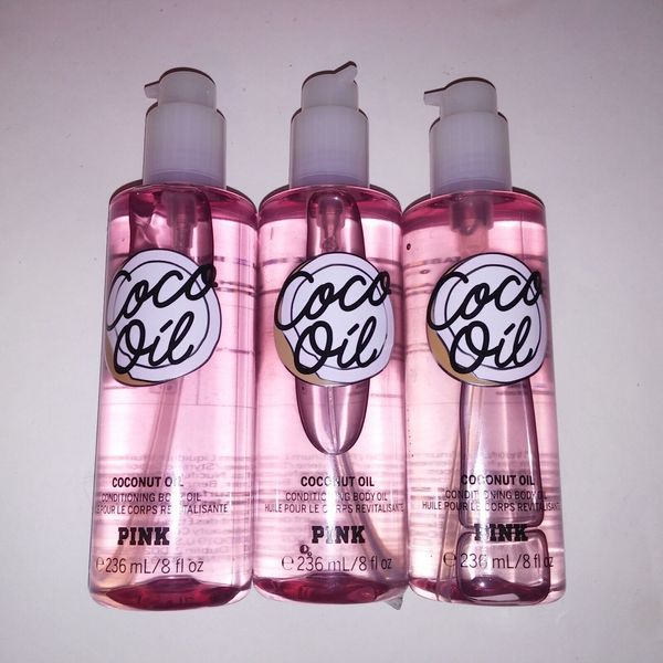 Set of 3 Victoria Secret PINK Coco Oil Coconut Body Oil Conditioning Full Size