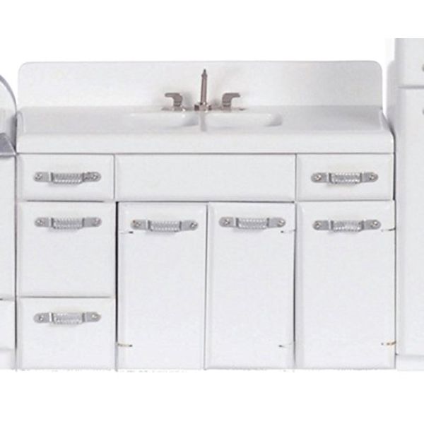 Dollhouse Miniature 1950's Double Sink, White #T5014