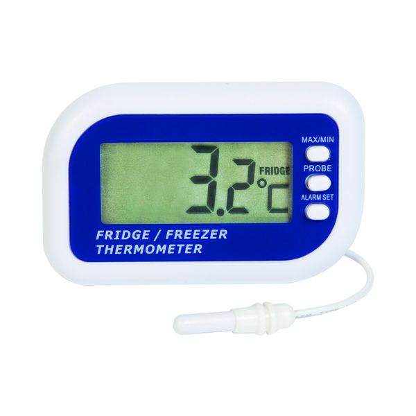 Digital Fridge/Freezer Thermometer - with Internal Sensor & Alarm - LCD display - Max/min Memory Function for Home Kitchen Restaurants Bars Cafes