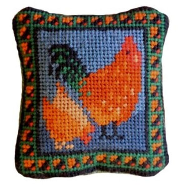 The Fei Collection Cockerel & Hens Needlepoint Pincushion Kit
