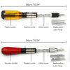 KENANLAN Push Pull Ratchet Screwdriver Adjustment Spiral Ratchet Screwdriver with 5 Replaceable Heads (yellow)