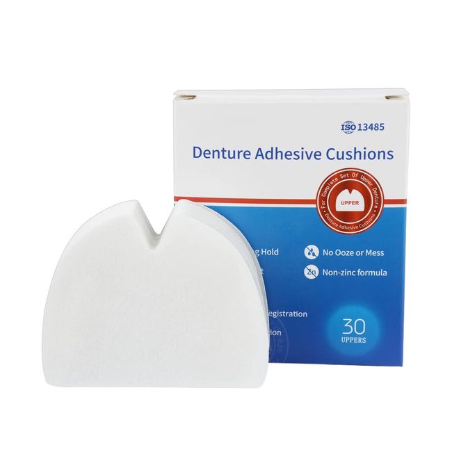 120 Pads(4 Pack) Free Long-Lasting Denture Adhesive Cushion Denture Adhesive Soft Pad for Secure Hold and Food Seal (Upper)