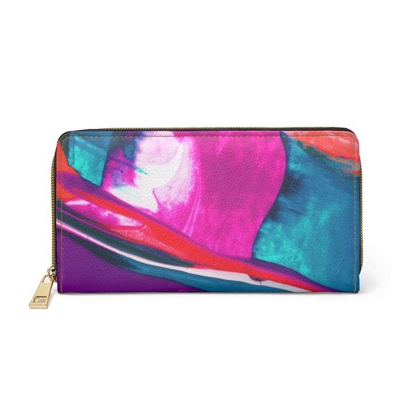 Womens Wallet, Zip Purse, Pink & Purple Multicolor - One size