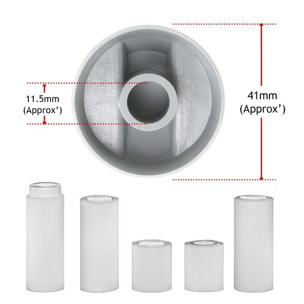 Spares2go Control Knobs/Dials for AEG Oven Cooker & Hob (Pack of 6 + Adaptors, Silver)