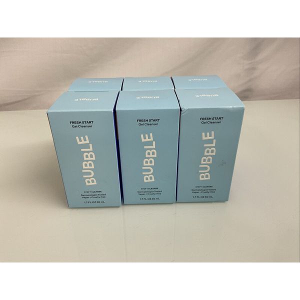 (6) BUBBLE Skincare FRESH START Gel Cleanser~For All Skin Types 1.7 fl oz Ea New