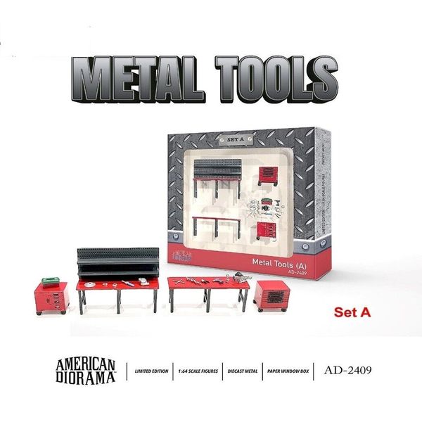 (In Stock) American Diorama 1:64 Figure Set: Metal Tools – Set A  AD-2409