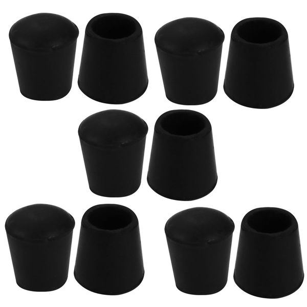 uxcell Pipe Caps 0.6 inch (16 mm) Inner Diameter Chair Leg Caps Floor Protection Parts Furniture Leg Covers Black 10pcs