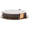 IKEA Glattis glass coasters with holder set of 6, gold / brass-coloured, 8.5 cm diameter, set of 6.