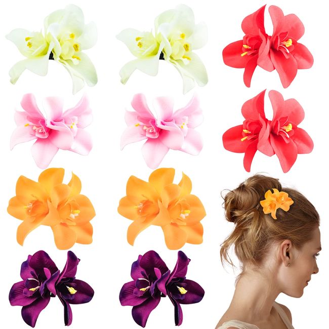 10 PCS Bohemian Flower Hairpin Artificial Flower Hair Clip Hawaiian Hibiscus Plumeria Hairpin for Seaside Holiday Bridal Hair Accessories Bobby Pins Headwear for Woman Girl Lady