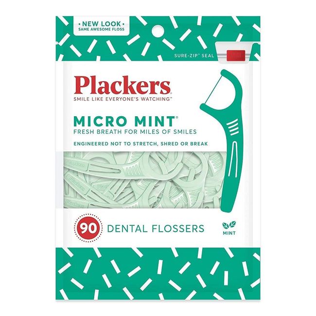 Plackers Micro Mint Dental Floss Picks, 90 Count (Pack of 3)