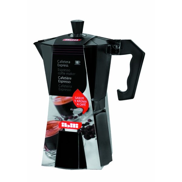 IBILI Bahia Express Moka Pot, Black, 3 Cups, 150 ml, Aluminium