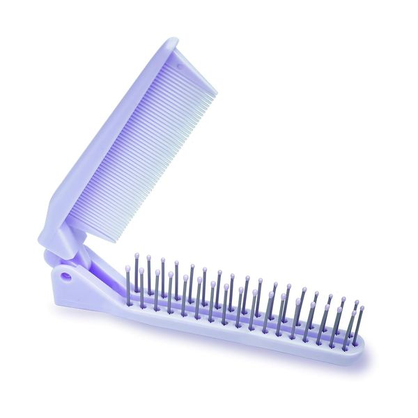 RHOS Folding Hair Comb,Portable Travel Folding Comb Brush-Small Compact Foldable Hair Brush for Purse,Bags-Double Headed Folding Comb for Detangling-Mini Pocket Size Hair Comb for Women,Girls(Purple)