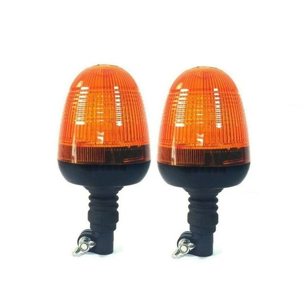 2pcs Two Flexible Din Spigot Pole Mount 60 Led Flashing Orange Warning Beacon Lights