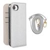 HanaRo iPhone16e Silver x Light Gray iPhone16e Case with Strap Shoulder Strap Shoulder Folio Case Strap Dull Color