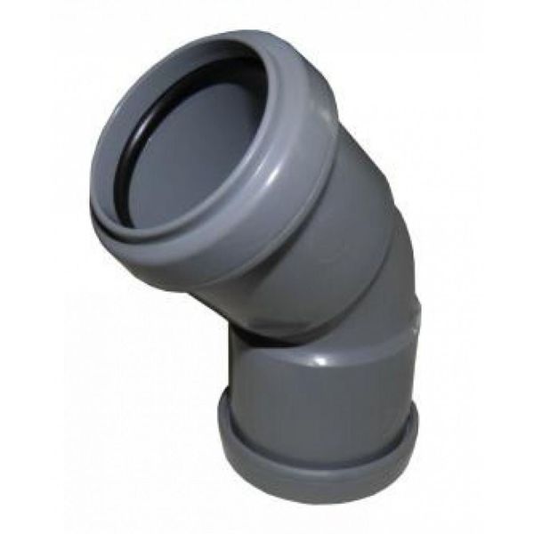 FLOPLAST 50mm Grey Pushfit 135 Degree Waste Pipe Bend