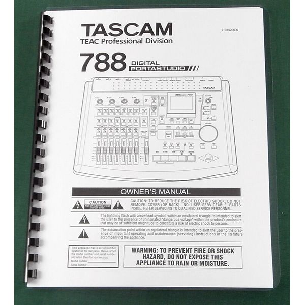 Tascam 788 Owner's Manual: Comb Bound & Protective Covers!