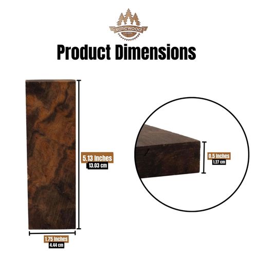 IECAP LLC Bookmatched Ironwood (Premium Burl Ball Pattern) Knife Handle Scales – Knife Handle Materials – Natural Wood Knife Scales for DIY Crafts – Size 5 1/8 x 1 3/4 x 1/2 inches – 1 Pair