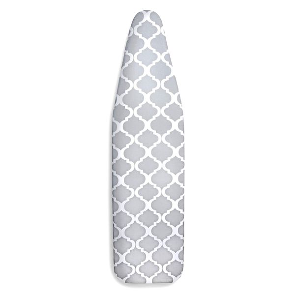 Epica Ironing Board Cover and Pad - Standard Size 15x54 Padded Ironing Board Covers, Heat Reflective Coating, Scorch & Stain Resistant Iron Board Cover with Padding Grey & White Lattice