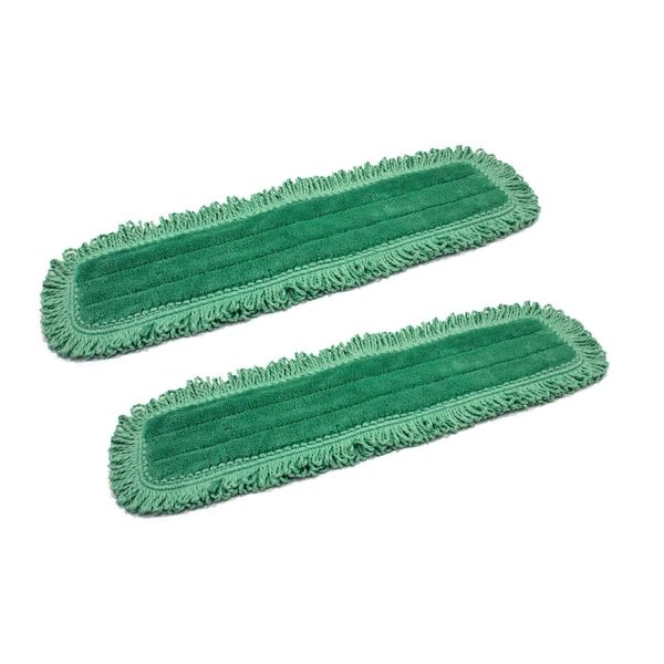 Real Clean 24 Inch Green Fringe Microfiber Dust Mop Pads (Pack of 2)