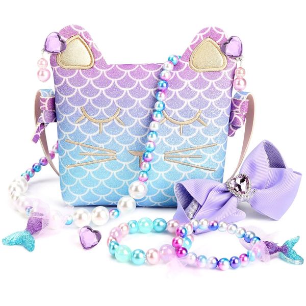 Purse for Little Girls Dress Up Jewelry Pretend Play Mermaid Gifts for Girls ...