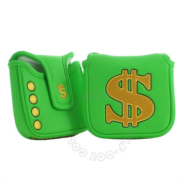 19th Hole Custom Shop Cash is King High-MOI Mallet Putter Headcover, Heel Shaft, Green, Golf Head Cover