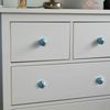 Nicola Spring Ceramic Cupboard Drawer Handle Knobs - Polka Dot Design - Light Blue/White - Pack of 12