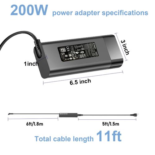 200W AC Charger Replacement for HP Omen Pavilion 15 16 17 Victus 15 16 Zbook 15 17 ZBook Fury Create Studio Envy 15 17 G10 G9 G8 G7 2020 TPN-DA10 L00818-850 Gaming Laptop Power Adapter Supply