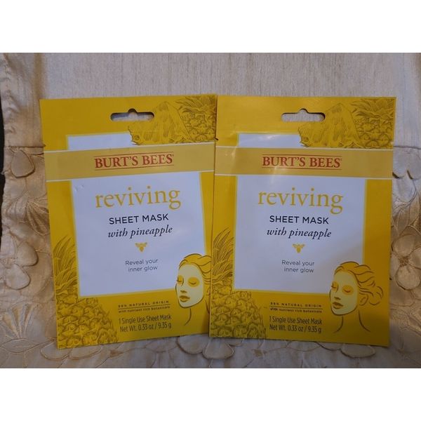 2-Burt's Bees-Reviving Sheet Mask With Pineapple-REVEAL YOUR INNER GLOW-(X2)