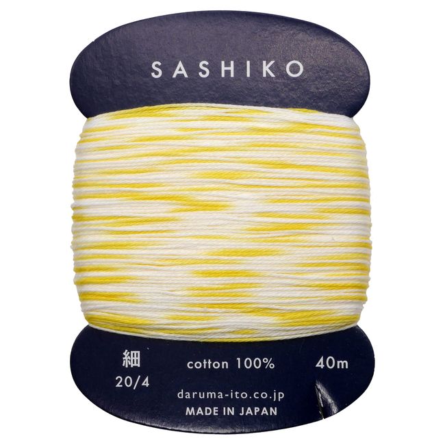 DARUMA Sashiko Thread (Thin) 2 Color Clay Card Roll, Approx. 15.6 ft (40 m), COL.303 Lemon Squash 01-2400