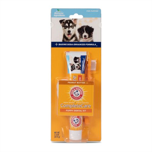 Arm & Hammer for Pets Complete Care Puppy Dental Kit | Includes 2.5 oz Dog Toothpaste in Peanut Butter Flavor, Small Dog Toothbrush for Small Dogs and Puppies, and Microfiber Finger Brush