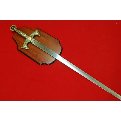 47" New Medieval Two Hand Knights Templar Crusader Sword w/Plaq