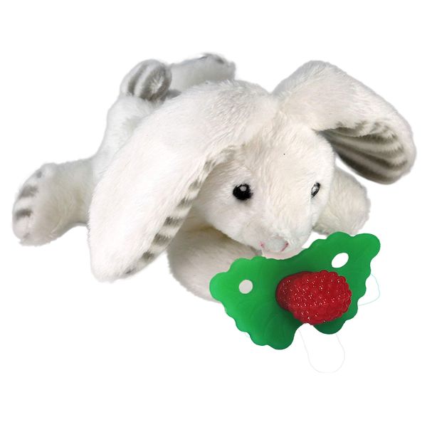 RAZBABY Razbuddy Razberry Teether/Pacifier Holder w/Removable Baby Teether Toy - 0M+ - Bpa Free - Bunny