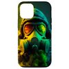 iPhone 14 Pro EDM Apocalypse Mask with Yellow & Blue Smoke Smartphone Case