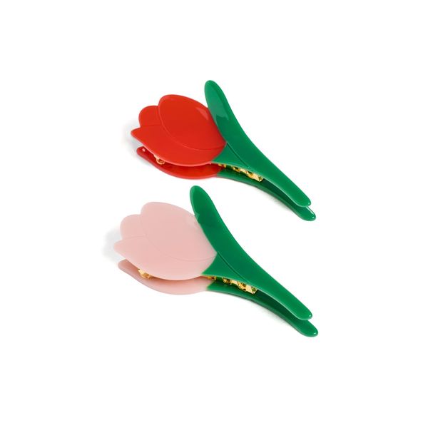 Loeffler Randall Women's Juniper Tulip Clip Set, Red/Pink, One Size
