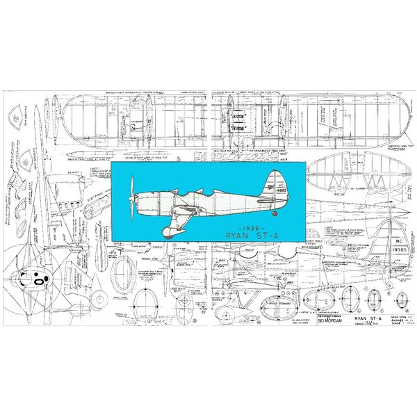 Model Airplane Plan (RC): Ryan ST-A 1/6 Scale 60" for .45-.61 by Sid Morgan