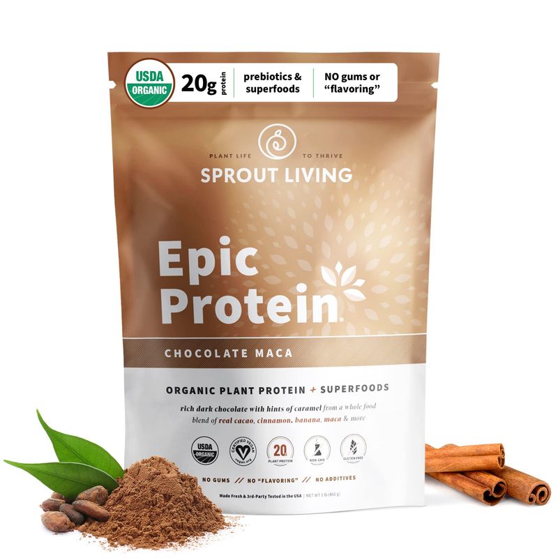 Sprout Living Epic Protein, Plant Based Protein & Superfoods Powder ...