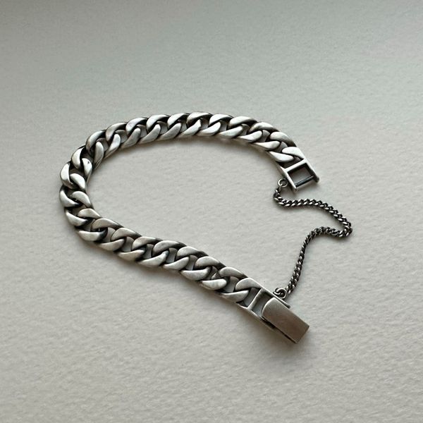 925 silver 8mm curve chain men women couple face chain silver bracelet