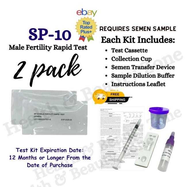 Male Fertility Sperm Concentration Rapid Test Kits - 2 Pack