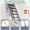 Attic Ladder Pull Down System, Ladder Attic Stairs Door Pull Down Hook System Kit with 60" Telescoping Pole and 304 Stainless Steel Pull Ring