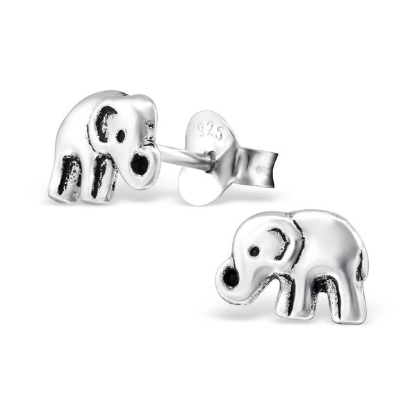 Tiny Elephant Earrings - Oxidised Sterling Silver