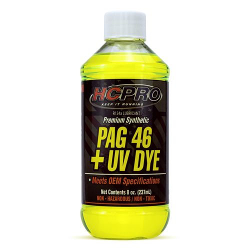 HCPRO HCP46UV8 PAG 46 Viscosity Plus UV Dye Lubricant – 8oz (Pack of 1), High-Performance Oil for Auto A/C Systems, Leak Detection & Compressor Protection, Compatible with Common A/C Systems